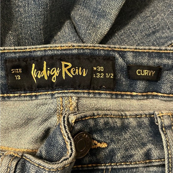 Indigo Rein 30WX32X 1/2 Distressed Flared Wide Leg Denim Jeans Light Blue - Picture 9 of 11